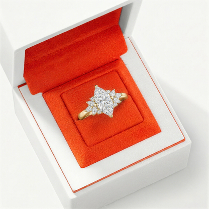 Moissanite petal jewelry ring
