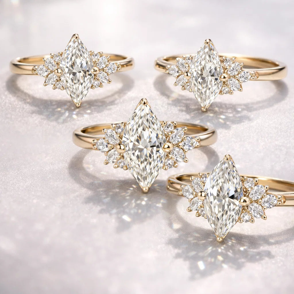 Moissanite petal jewelry ring