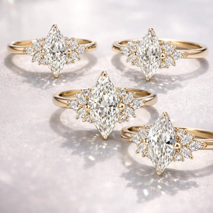 Moissanite petal jewelry ring